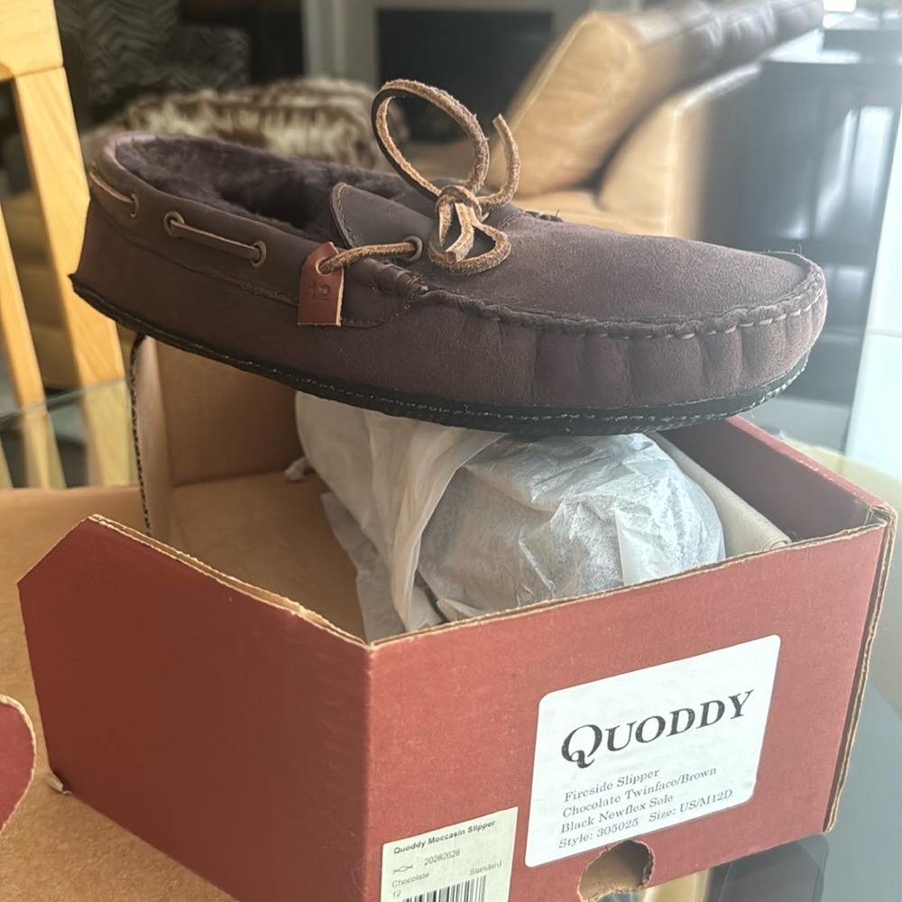 NWB Quoddy Fireside Slippers Size 12 Brown